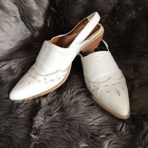 Vintage Western Leather Heeled Slingback Mule